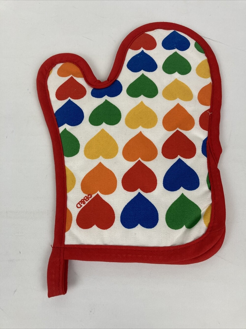 VTG NOS Rainbow Heart Oven Mitt Pot Holder 80s 90s Pride Valentine Love Kitchen